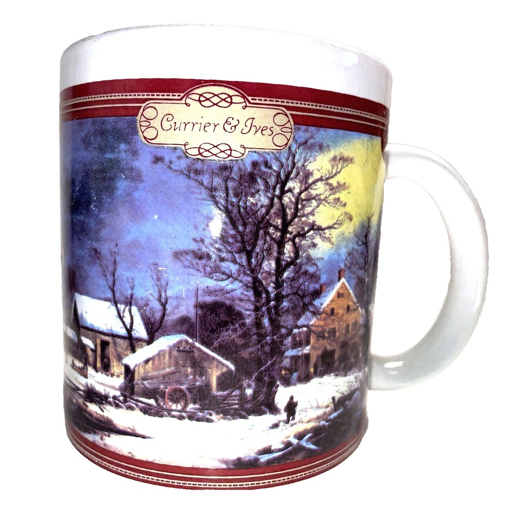 Currier & Ives Coffee Mug Winter Farm Scene Houston Harvest Gift Productions LLC